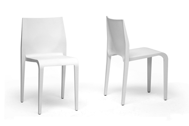 Baxton Studio Blanche Modern White Molded Plastic Dining Chair Set of 2